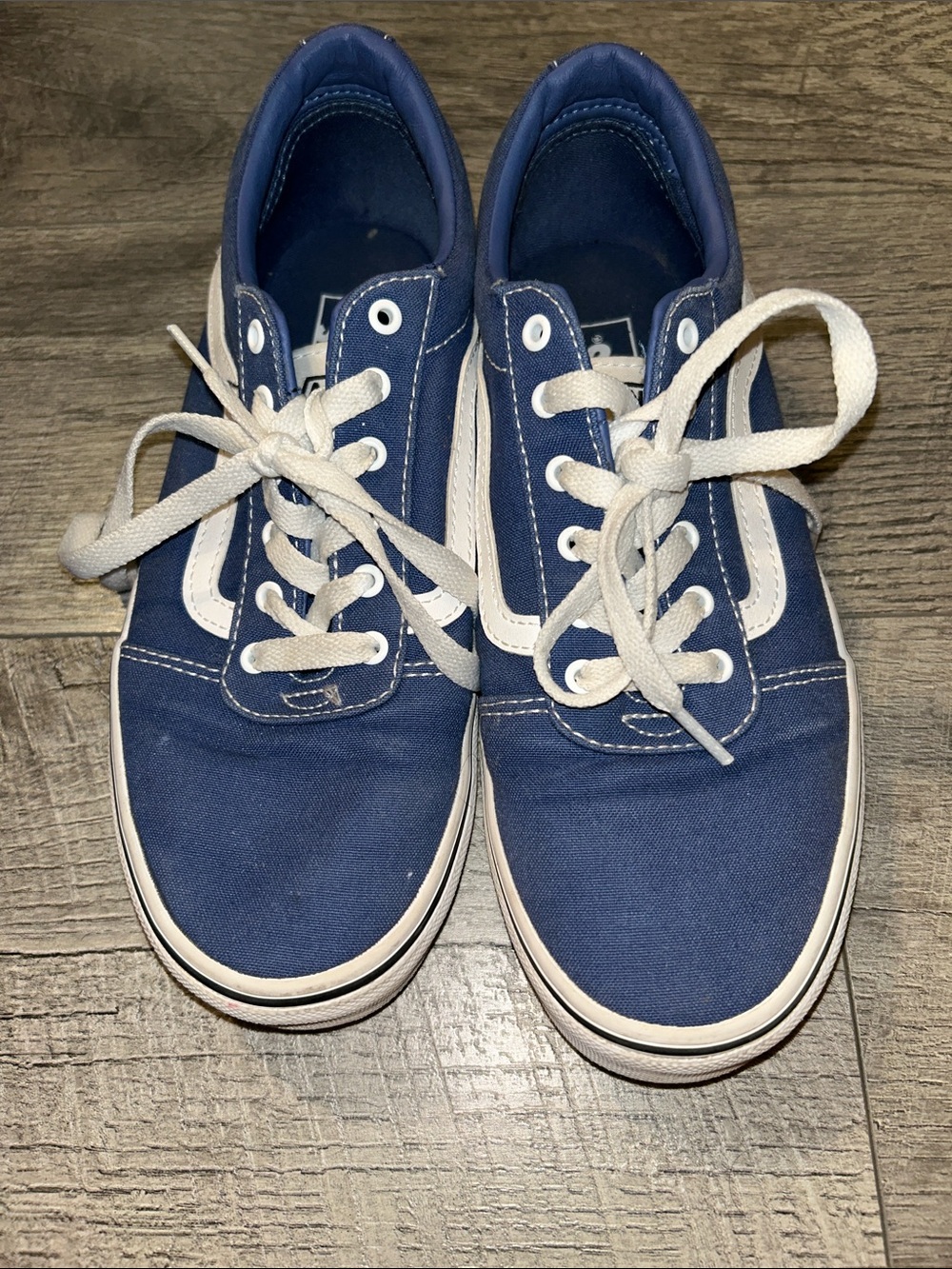Vans Kids Blue Canvas Sneakers with White Stripe